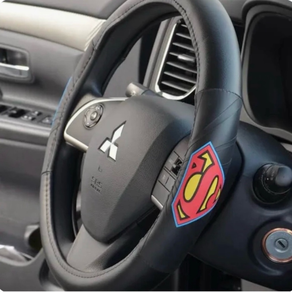 Superman Black Steering Wheel Cover